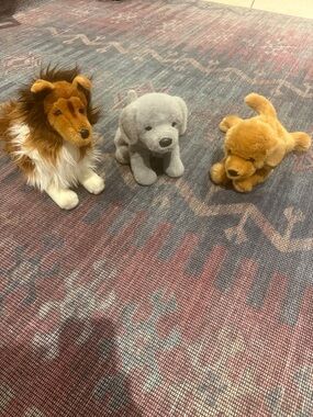 Plush Dog Toy Trio - Brown & Gray Stuffed Puppies